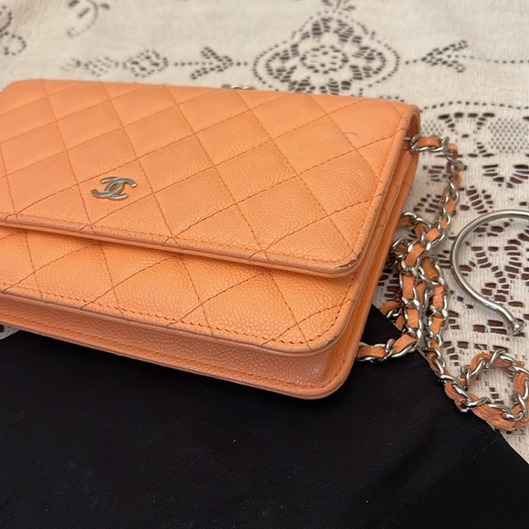 Authentic CHANEL Coral Pink Caviar Wallet on Chain - Picture 14 of 14